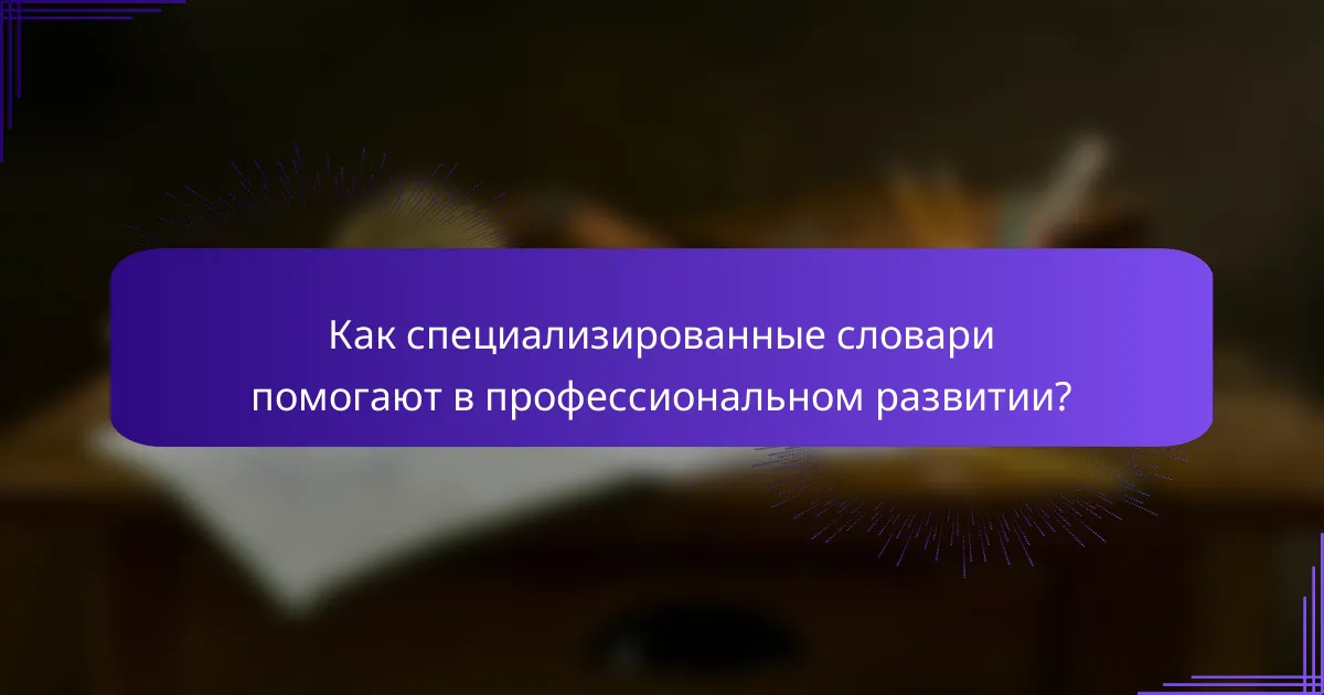 Как специализированные словари помогают в профессиональном развитии?