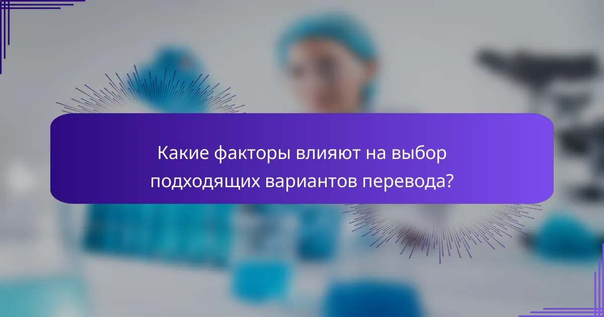 Какие факторы влияют на выбор подходящих вариантов перевода?