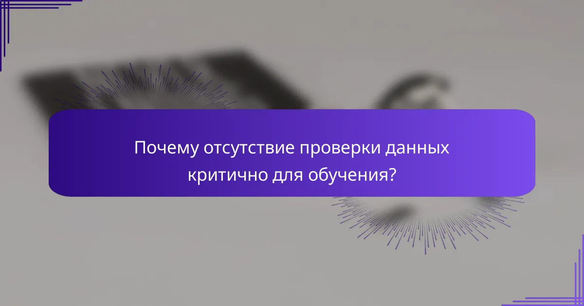 Почему отсутствие проверки данных критично для обучения?